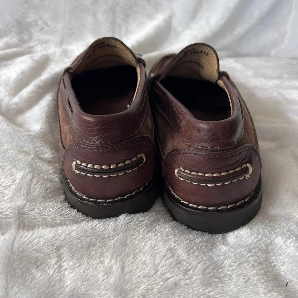 L.L. Bean Penny Loafers Mens 8.5 D Brown Leather Lug Sole Preppy Classic